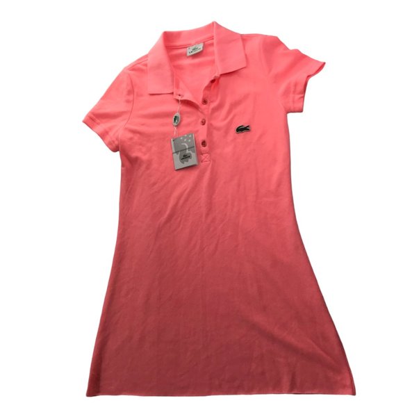 LACOSTE Polo Dress, Colored.  Pink Women's 3 Small Golf Tennis. Short Sleeve. - Picture 8 of 13